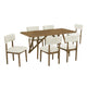 Meny 7pc Dining Set | Beige Sherpa Chairs | 70" Walnut Oak Brown Top