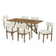 Meny 7pc Dining Set | Beige Sherpa Chairs | 70" Walnut Oak Brown Top