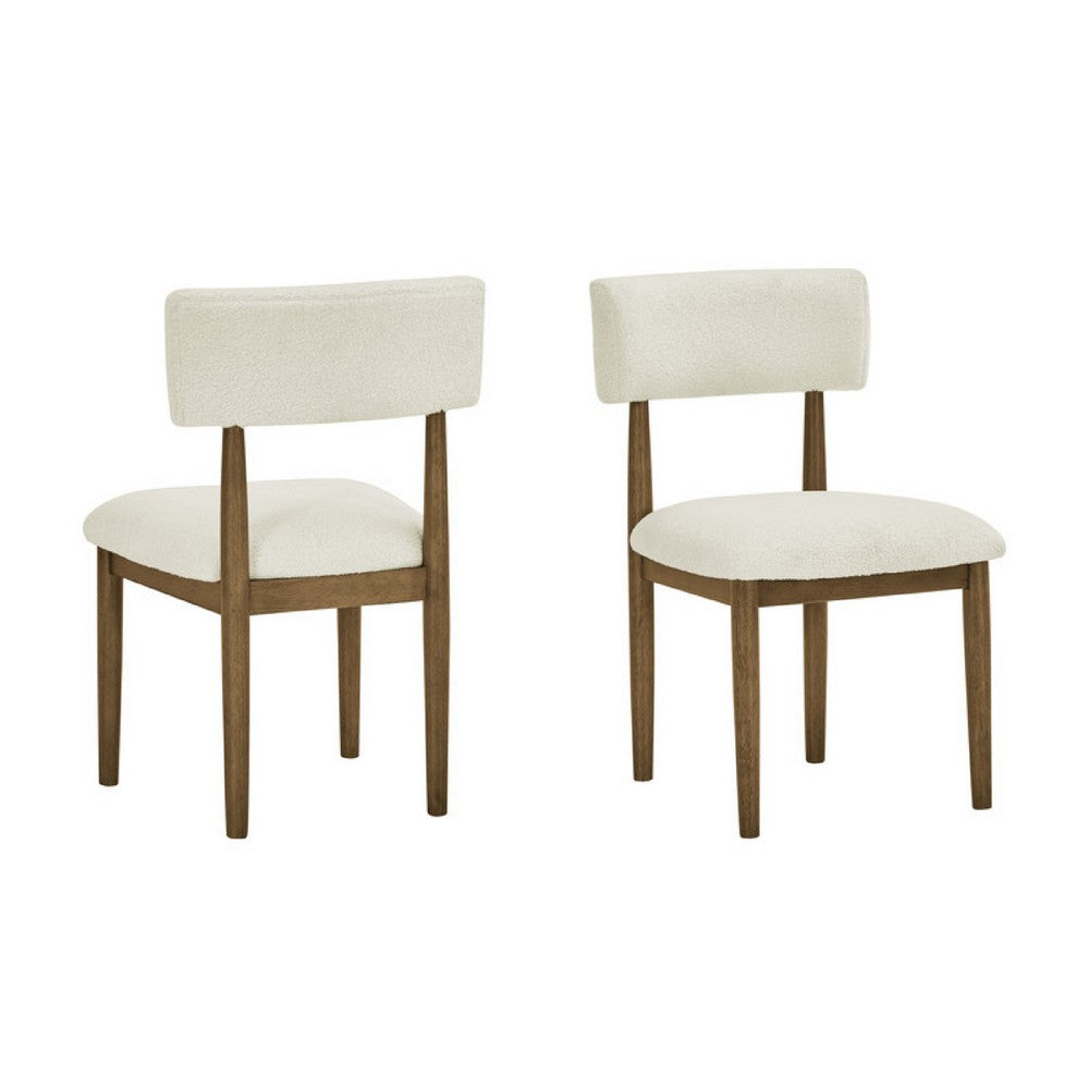 Meny 7pc Dining Set | Beige Sherpa Chairs | 70" Walnut Oak Brown Top