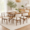 Meny 7pc Dining Set | Beige Sherpa Chairs | 70" Walnut Oak Brown Top