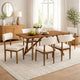 Meny 7pc Dining Set | Beige Sherpa Chairs | 70" Walnut Oak Brown Top