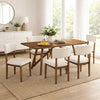 Meny 7pc Dining Set | Beige Sherpa Chairs | 70" Walnut Oak Brown Top