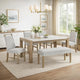 Teny 6pc Dining Set w Chairs & Bench | 66" White Faux Marble | Light Brown