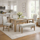 Teny 6pc Dining Set w Chairs & Bench | 66" White Faux Marble | Light Brown