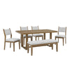Meny 6pc Dining Table Set with Bench and Chairs | 72" | Walnut Oak Brown