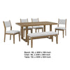 Meny 6pc Dining Table Set with Bench and Chairs | 72" | Walnut Oak Brown