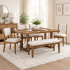 Meny 6pc Dining Table Set with Bench and Chairs | 72" | Walnut Oak Brown