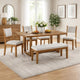 Meny 6pc Dining Table Set with Bench and Chairs | 72" | Walnut Oak Brown