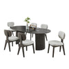 Beny 7pc Dining Table Set | 80" Oval Top | Low Back Chairs | Dark Gray Oak