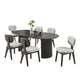 Beny 7pc Dining Table Set | 80" Oval Top | Low Back Chairs | Dark Gray Oak