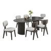 Beny 7pc Dining Table Set | 80" Oval Top | Low Back Chairs | Dark Gray Oak