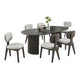 Beny 7pc Dining Table Set | 80" Oval Top | Low Back Chairs | Dark Gray Oak