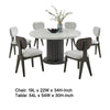 Beny 7pc Dining Table Set | 54" Round White | Low Back Chairs | Dark Gray
