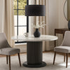 Beny 7pc Dining Table Set | 54" Round White | Low Back Chairs | Dark Gray