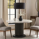 Beny 7pc Dining Table Set | 54" Round White | Low Back Chairs | Dark Gray