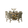 Lemy 7pc Dining Table Set | 59" Round Top w 2 LED Shelves | Oak Brown