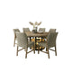 Lemy 7pc Dining Table Set | 59" Round Top w 2 LED Shelves | Oak Brown