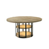Lemy 7pc Dining Table Set | 59" Round Top w 2 LED Shelves | Oak Brown