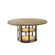 Lemy 7pc Dining Table Set | 59" Round Top w 2 LED Shelves | Oak Brown
