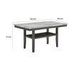 Jeny Dining Table | 60" Faux Marble Top w Lower Shelf | Dark Gray