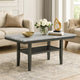 Jeny Dining Table | 60" Faux Marble Top w Lower Shelf | Dark Gray