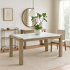 Teny Dining Table | 66" White Faux Marble Top | Light Brown oak
