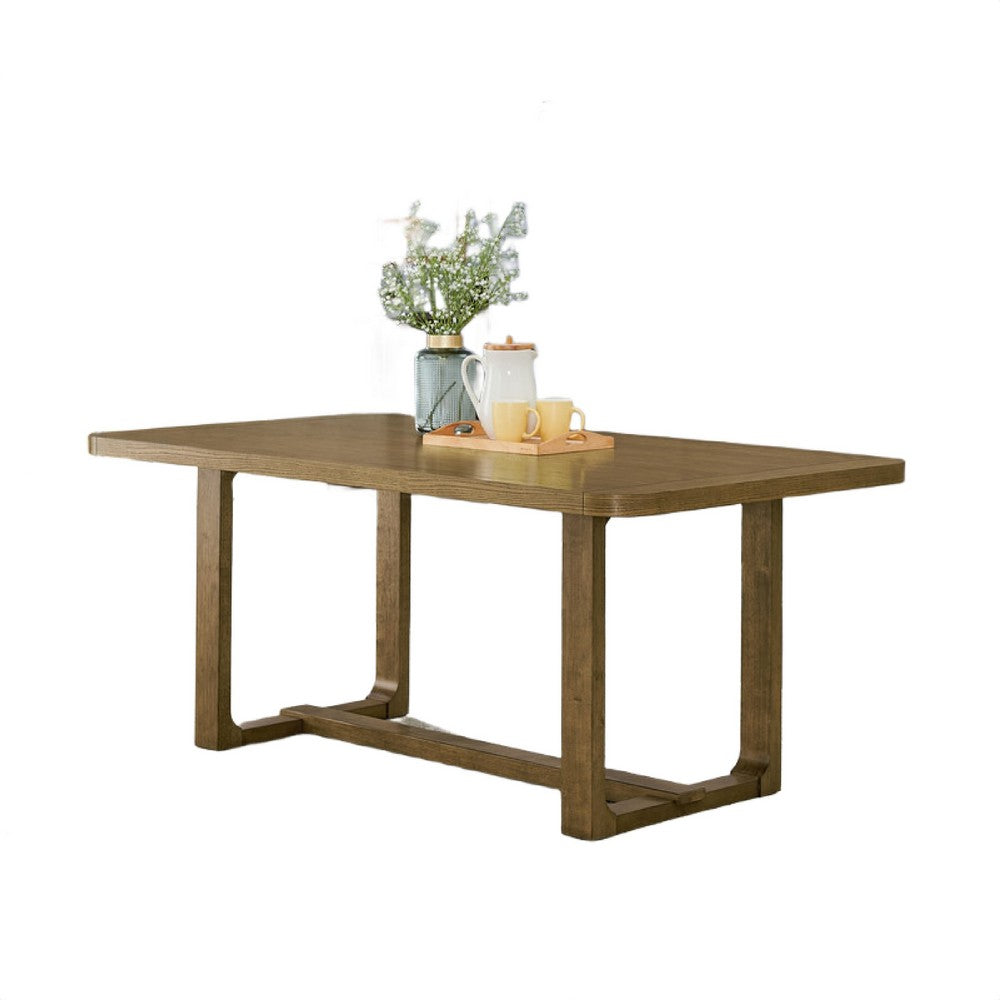 Meny Dining Table | 72" Rectangular Top | Walnut Brown Oak Sled Base