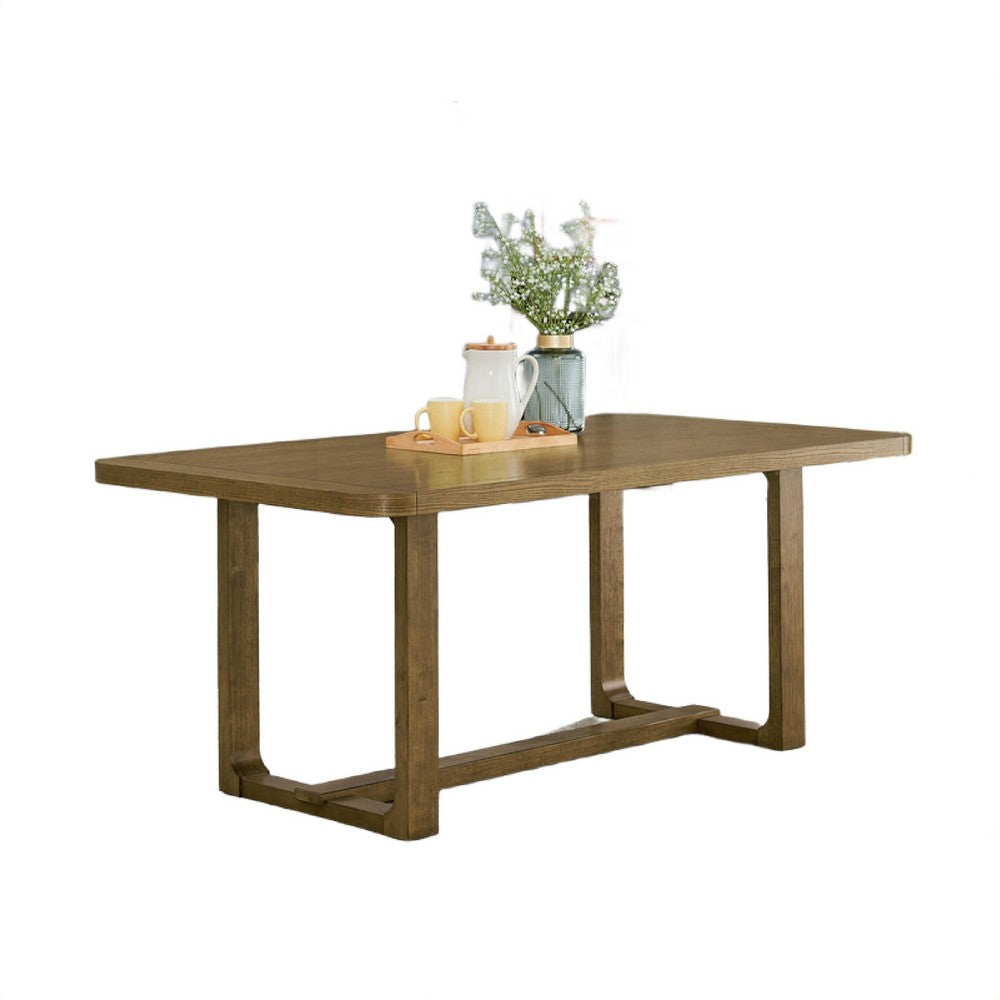 Meny Dining Table | 72" Rectangular Top | Walnut Brown Oak Sled Base