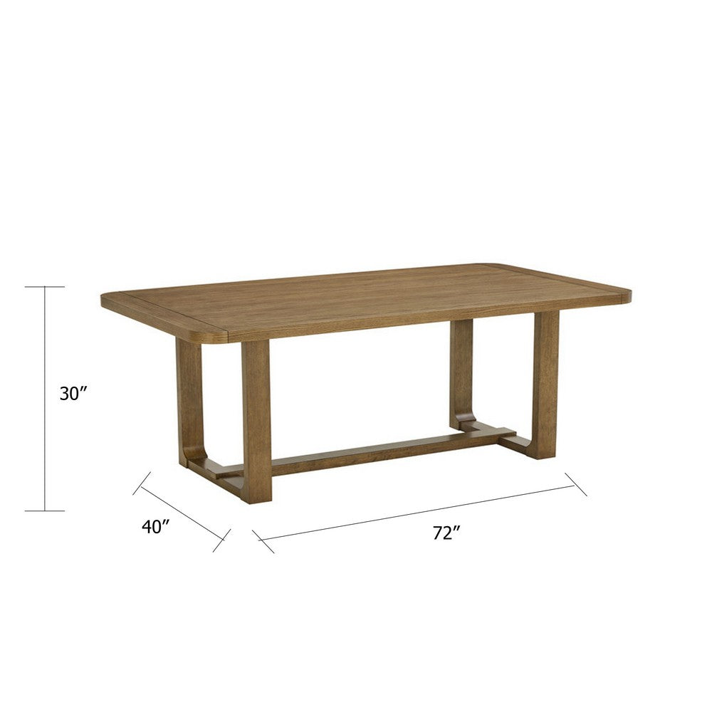 Meny Dining Table | 72" Rectangular Top | Walnut Brown Oak Sled Base