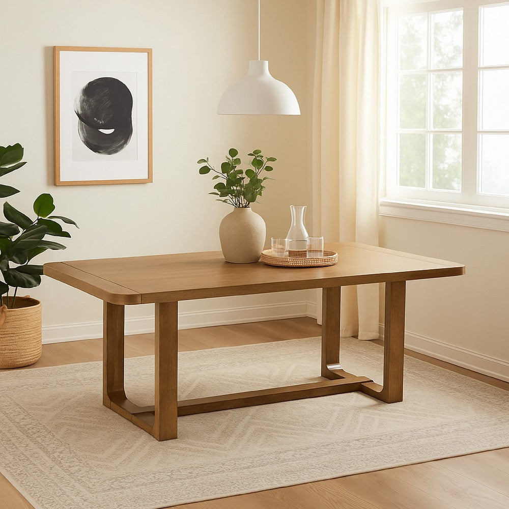 Meny Dining Table | 72" Rectangular Top | Walnut Brown Oak Sled Base