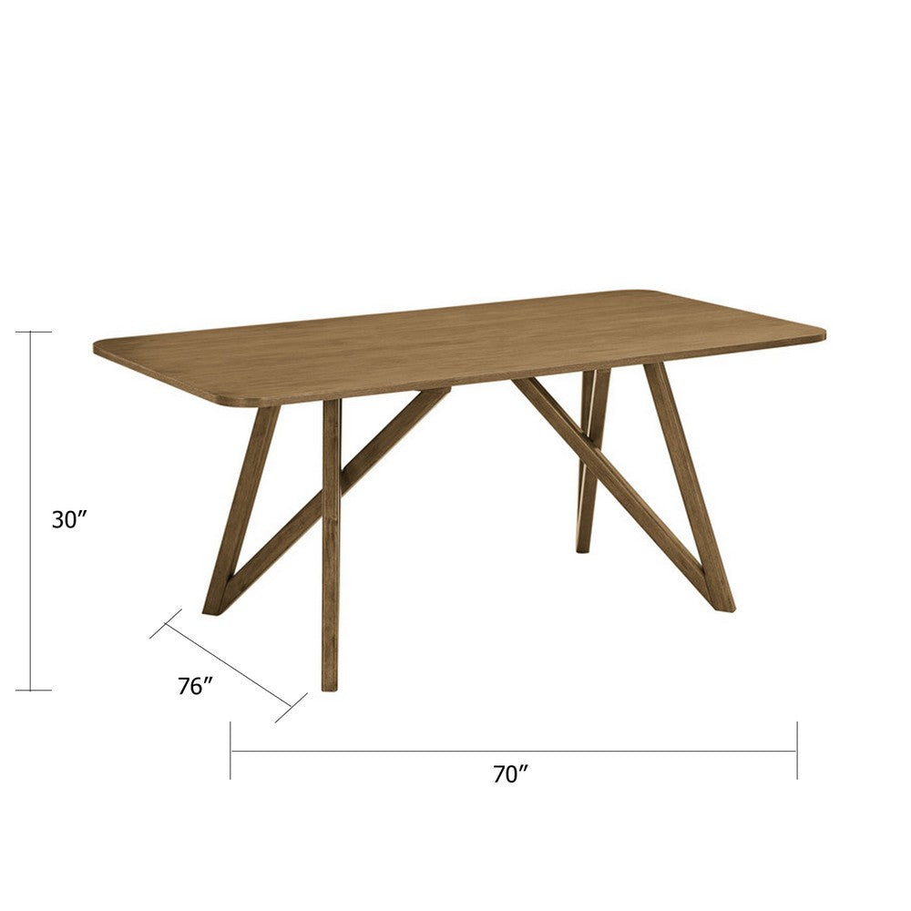 Meny Dining Table | 70" Rectangular Top | Walnut Brown Oak Cross Base