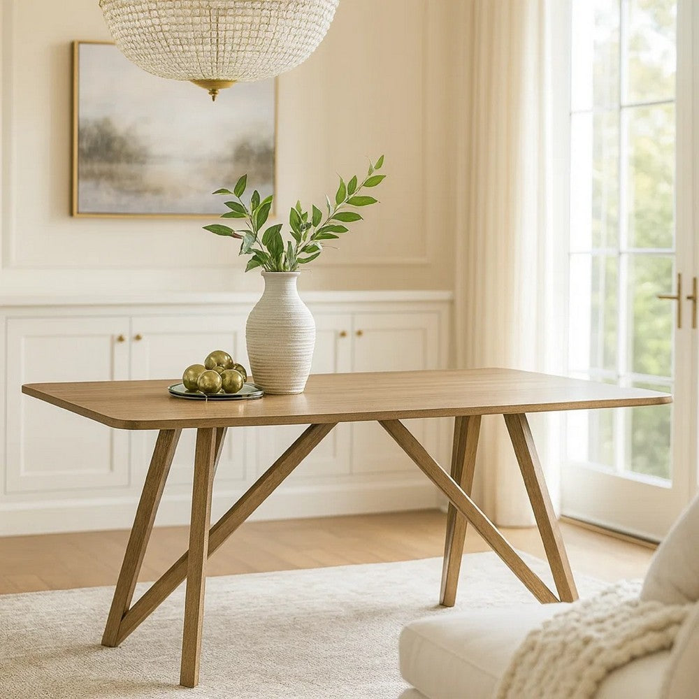 Meny Dining Table | 70" Rectangular Top | Walnut Brown Oak Cross Base