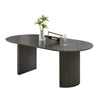 Beny Dining Table | 80" Oval Top | Dual Pedestal Base | Dark Gray Oak
