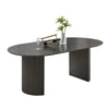 Beny Dining Table | 80" Oval Top | Dual Pedestal Base | Dark Gray Oak