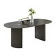 Beny Dining Table | 80" Oval Top | Dual Pedestal Base | Dark Gray Oak