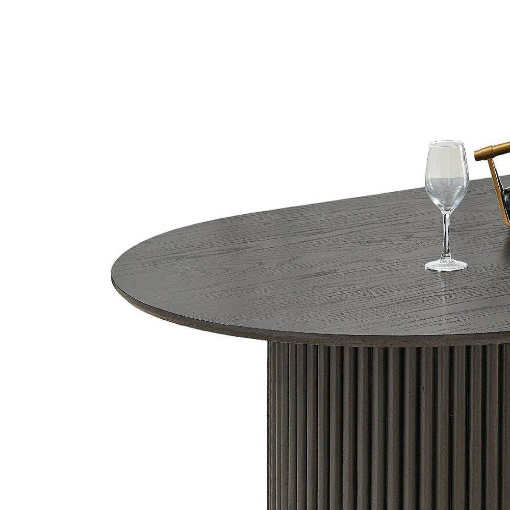 Beny Dining Table | 80" Oval Top | Dual Pedestal Base | Dark Gray Oak