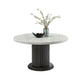 Beny Dining Table | 54" Round White Faux Marble Top | Dark Gray Oak