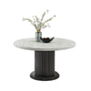 Beny Dining Table | 54" Round White Faux Marble Top | Dark Gray Oak