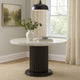 Beny Dining Table | 54" Round White Faux Marble Top | Dark Gray Oak