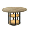 Lemy Dining Table | 59" Round Brown Top w 2 LED Shelves | Metal Legs