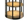 Lemy Dining Table | 59" Round Brown Top w 2 LED Shelves | Metal Legs