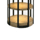 Lemy Dining Table | 59" Round Brown Top w 2 LED Shelves | Metal Legs