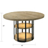 Lemy Dining Table | 59" Round Brown Top w 2 LED Shelves | Metal Legs