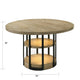 Lemy Dining Table | 59" Round Brown Top w 2 LED Shelves | Metal Legs