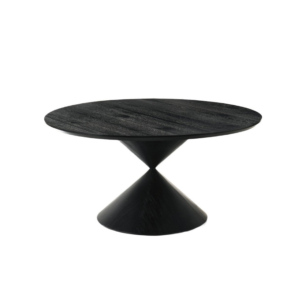 Memy Dining Table | 59" Round Top w Hourglass Base | Ebony Black