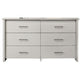 Kele Wide Dresser | 6 Drawers w Silver Handles | White Laminate