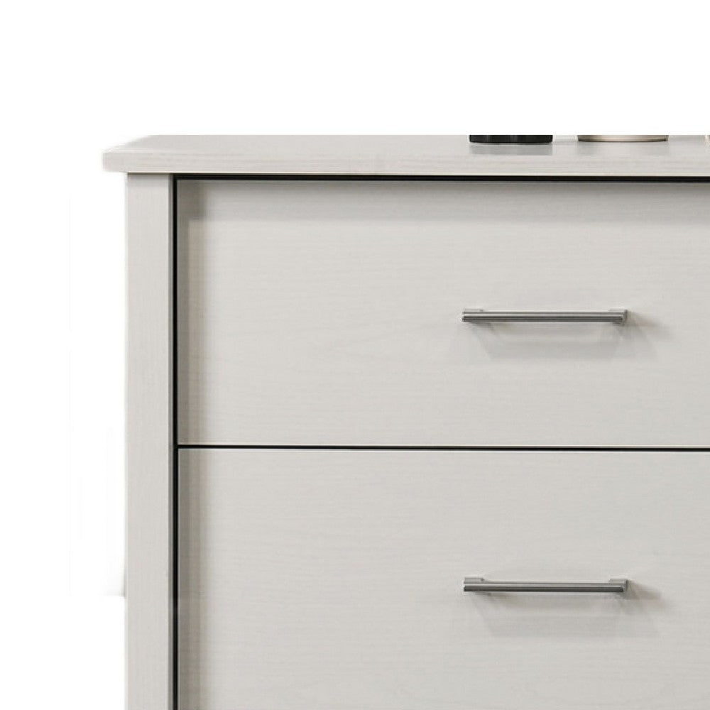 Kele Wide Dresser | 6 Drawers w Silver Handles | White Laminate
