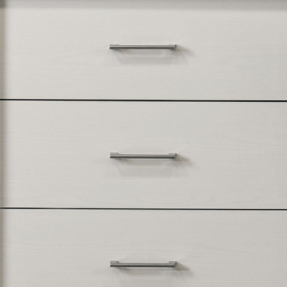 Kele Wide Dresser | 6 Drawers w Silver Handles | White Laminate