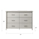 Kele Wide Dresser | 6 Drawers w Silver Handles | White Laminate