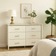 Kele Wide Dresser | 6 Drawers w Silver Handles | White Laminate